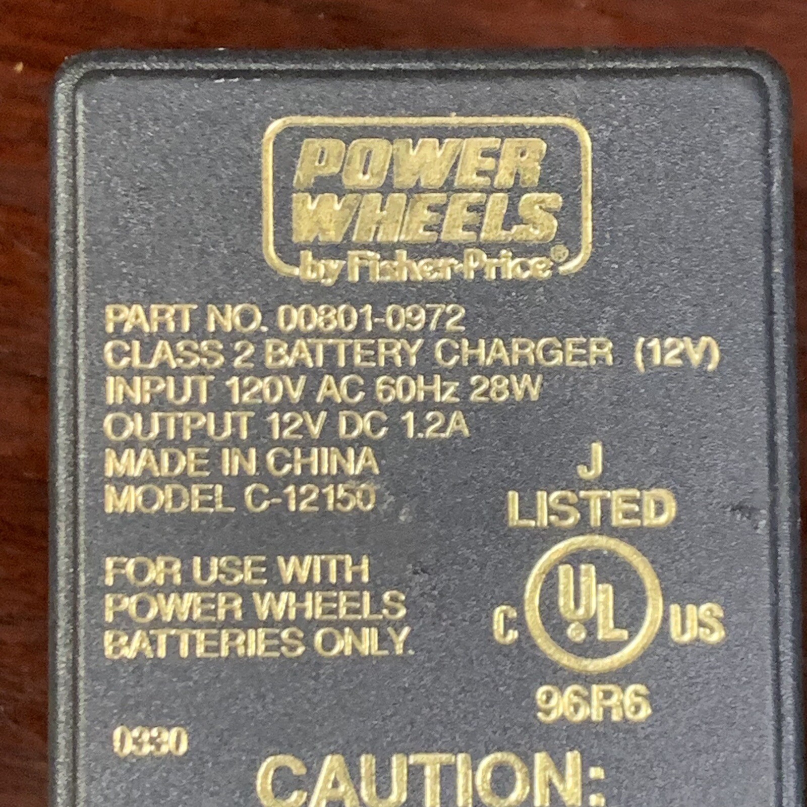 Fisher Price Power Wheels 00801-0972 Class 2 Battery Adapter Charger 12V OEM