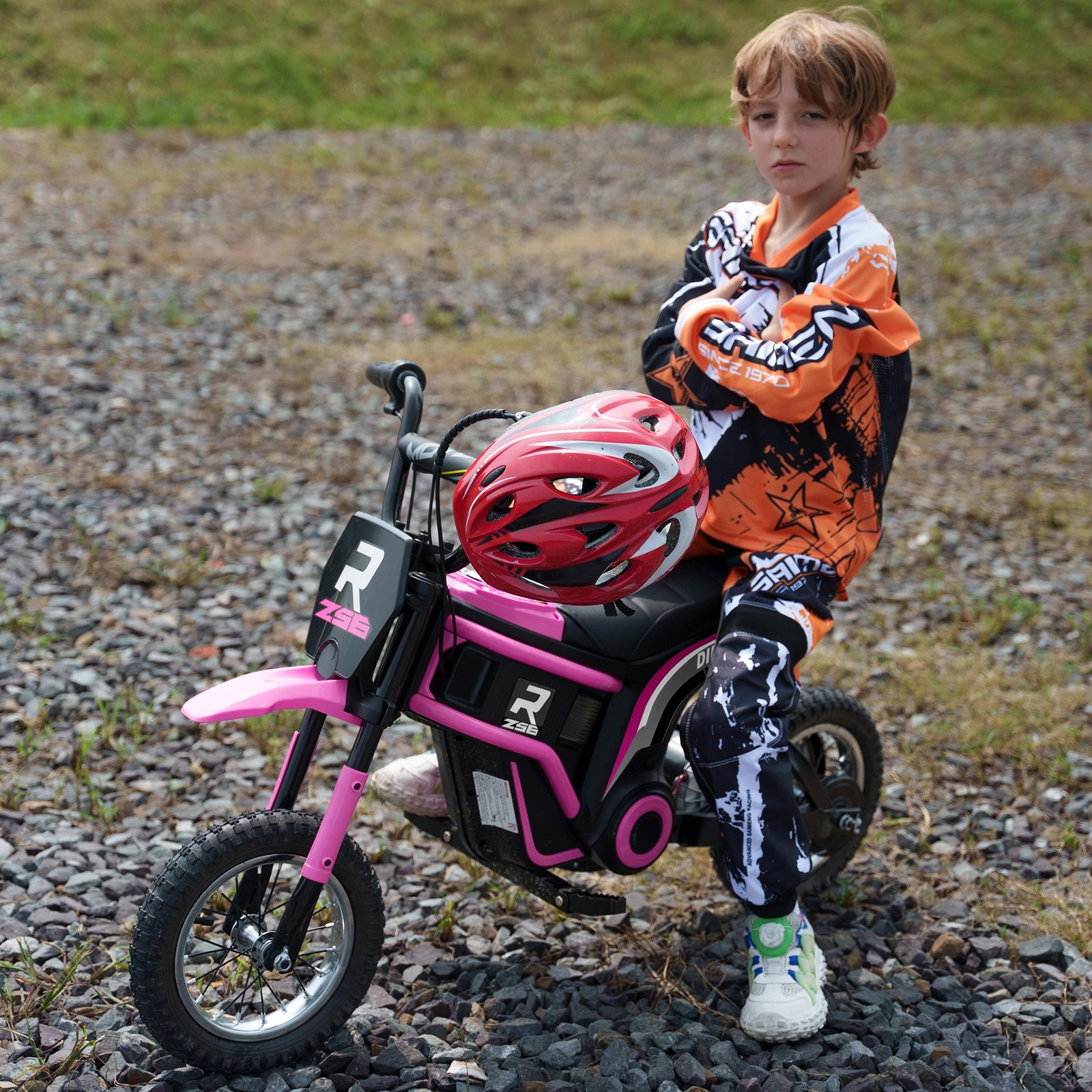24V 350W Kids Electric Dirt Bike Up to 15 MPH w/ Twist Grip Throttle, Pink