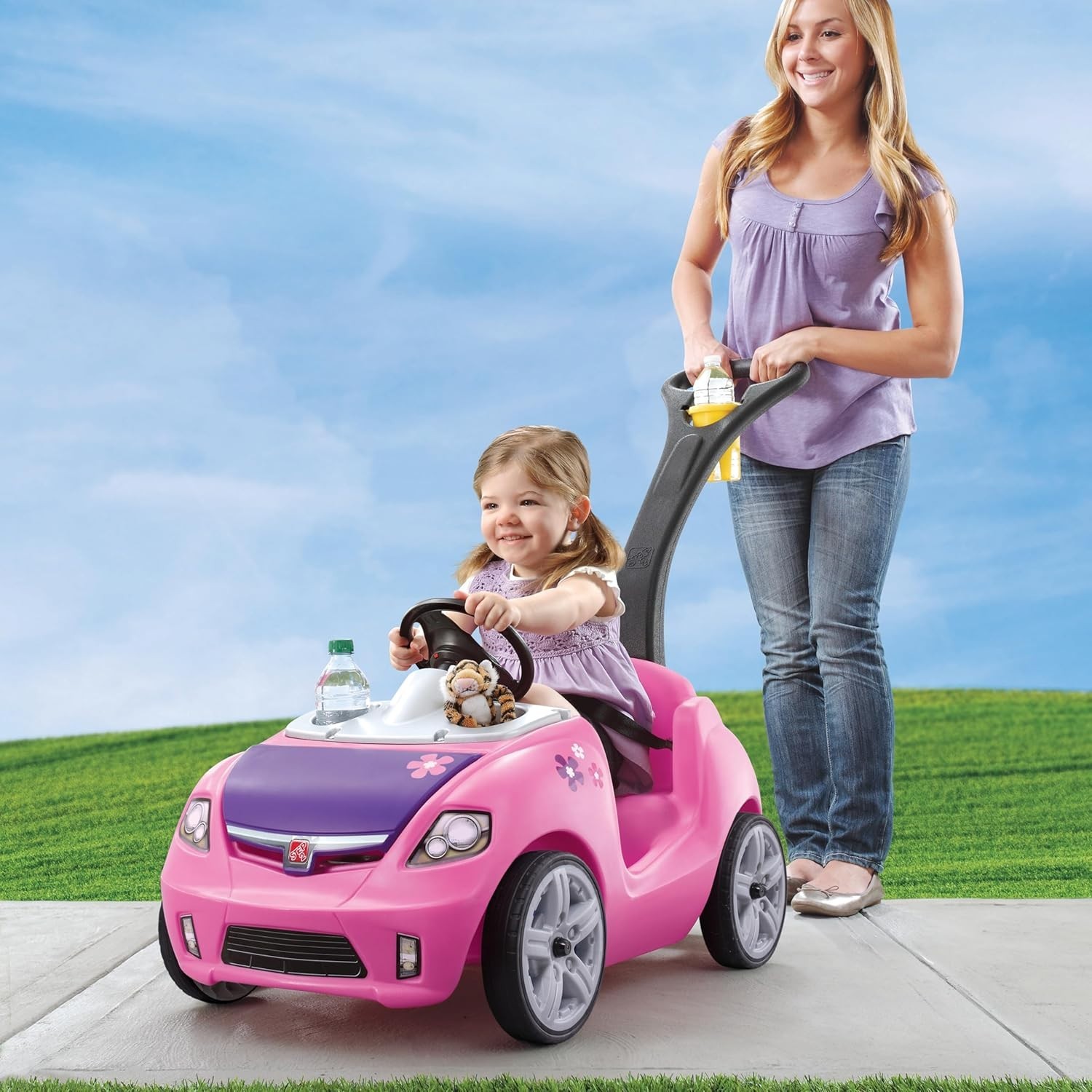 Whisper Ride II Kids Push Car – Toddler Ride-On Toy with Safety Seat Belt, Pink
