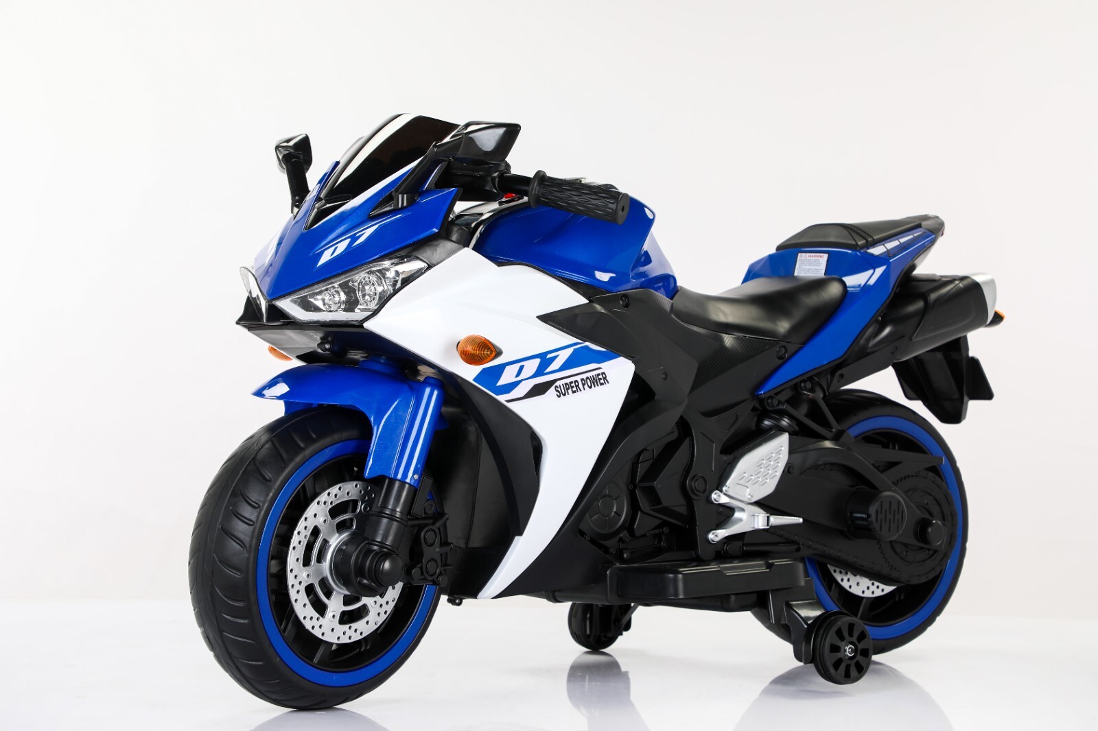 Kids Electric Motorcycle with Trainning Wheels for 3-6 Years Blue