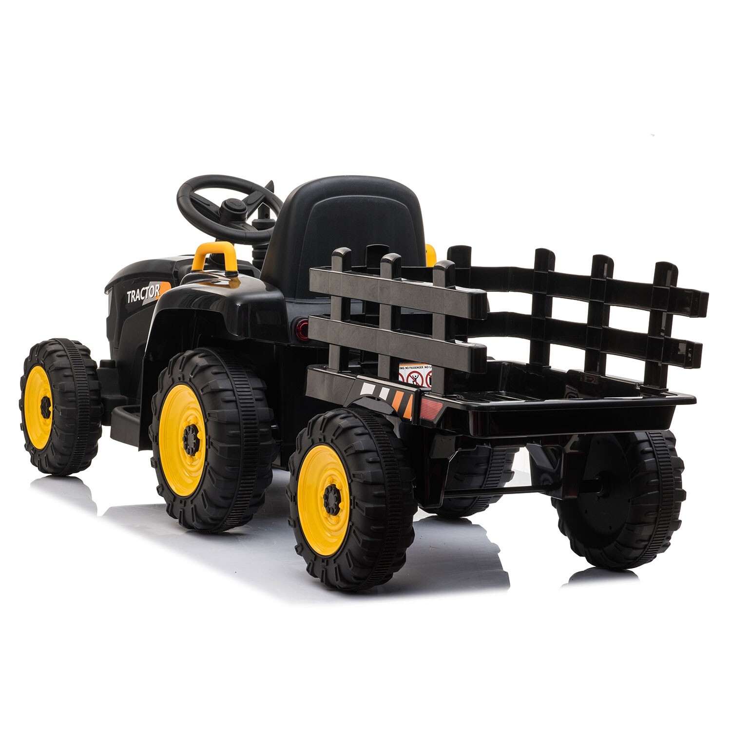 TOBBI 12V Kids Ride On Car Electric Tractor Battery Powered Toy Car w/ Trailer