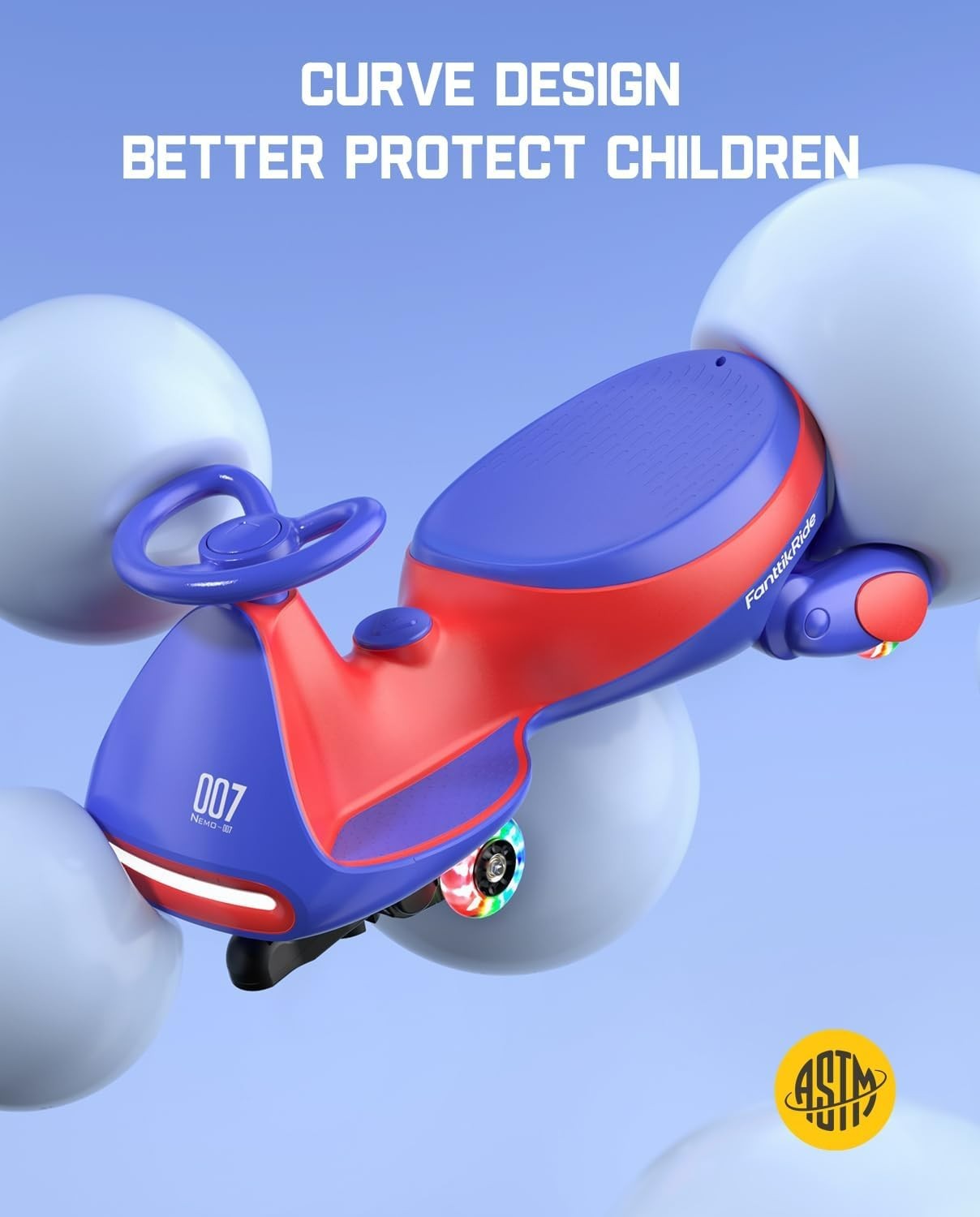 FanttikRide N7 Pro Electric Wiggle Car with Pedal, Rechargeable Battery