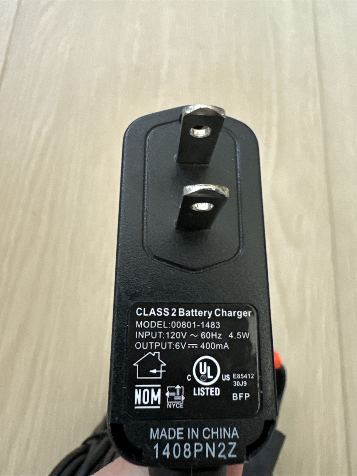 Power Wheels 6V Battery Charger Plug Power supply OEM Charging Cable 00801-1483