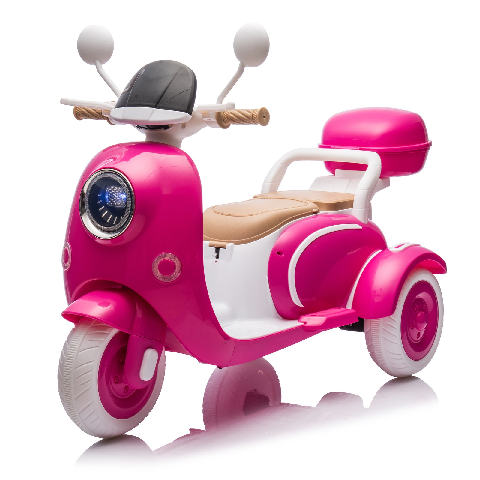 12V Two Motors Kids Ride On Level Up Two-seater 3 Wheel Toy for Kids 3-6 Rose