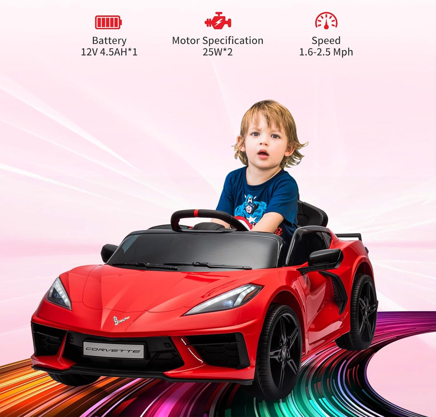 12V Kids Ride on Car Sports Licensed Corvette Electric Car Toy for Toddles with