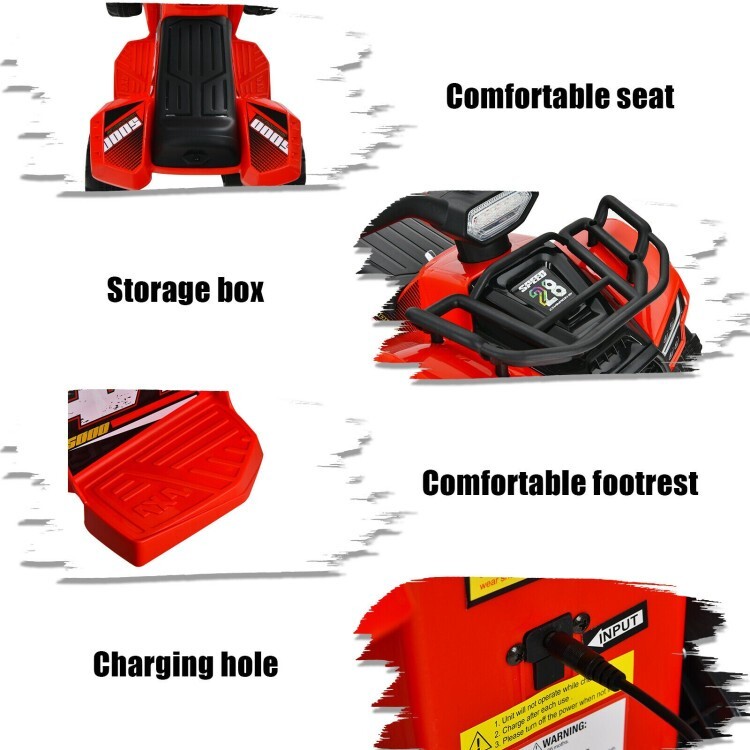 12V Kids Electric 4-Wheeler ATV Quad Ride On Car Vehicle W/ MP3 & LED Lights Red