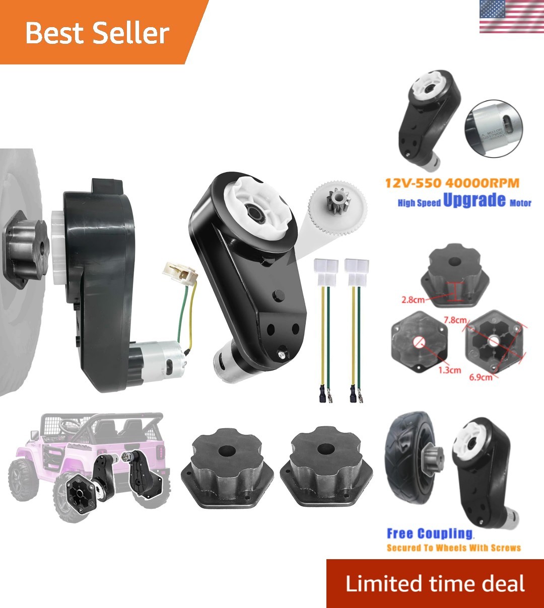 High-Speed 12V Motor Gearboxes for Kids Electric Cars – 40000 RPM Upgrade Kit
