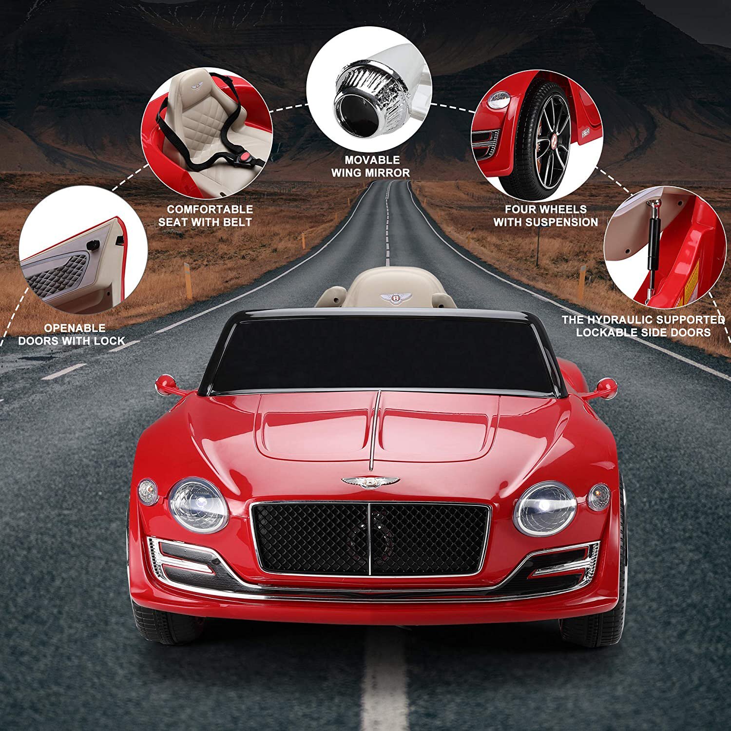 12V Kids Ride on Car Battery Powered Electric Toys Bentley Licensed with Remote