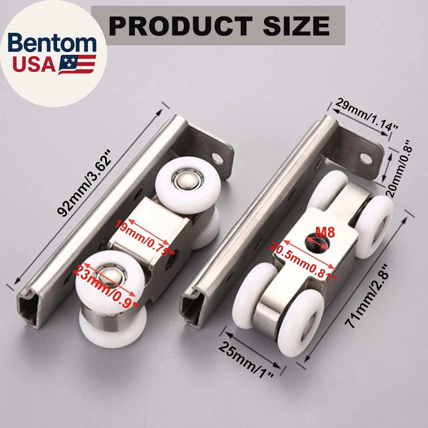 2Pcs 4-Wheel Stainless Stee Hanging Wheel Suitable Fo Sliding Doors in Halls and