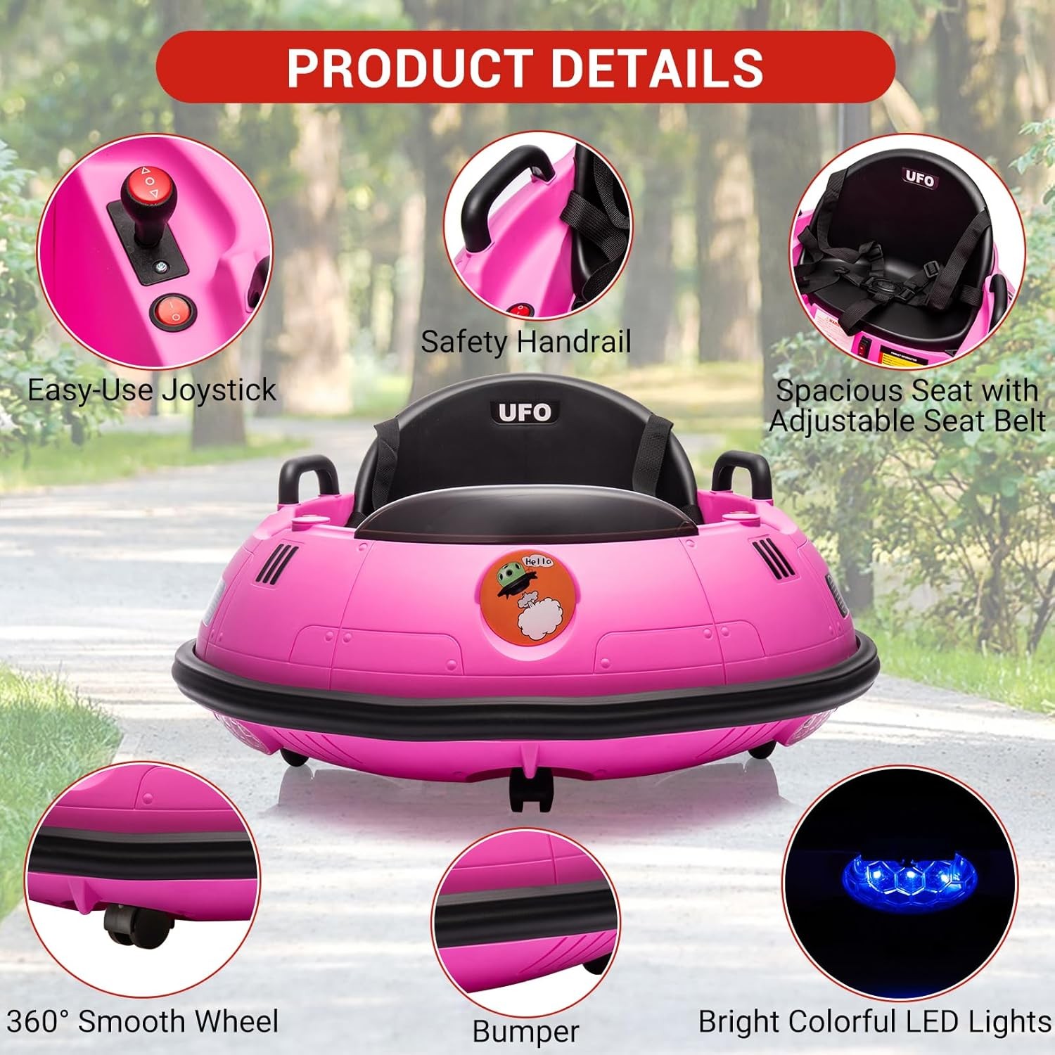12V Ride On Car Electric Ride On Car for 3-8yrs w/Remote Control LED Lights US