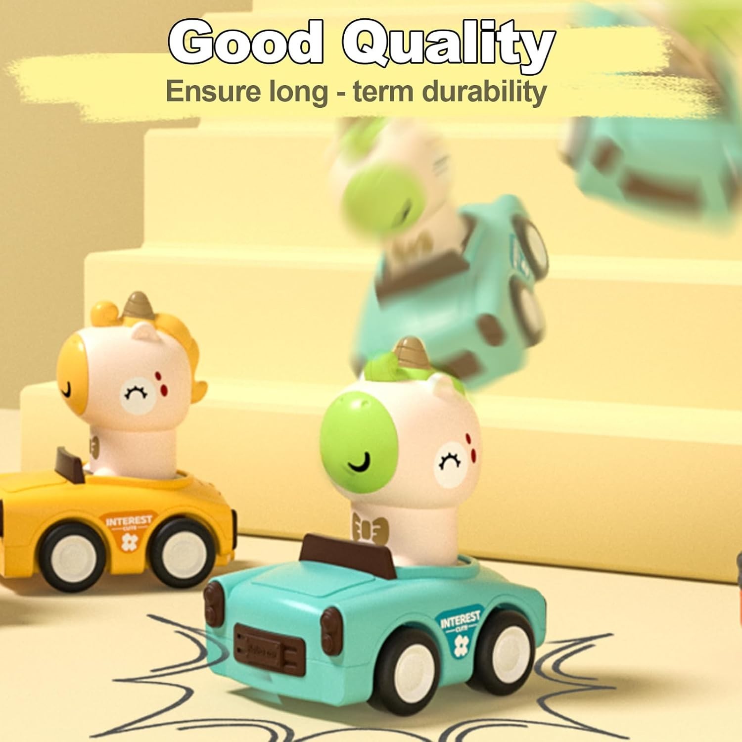 Colorful Friction Car Toy Set with Rotating Animal Drivers – Ideal for Toddlers
