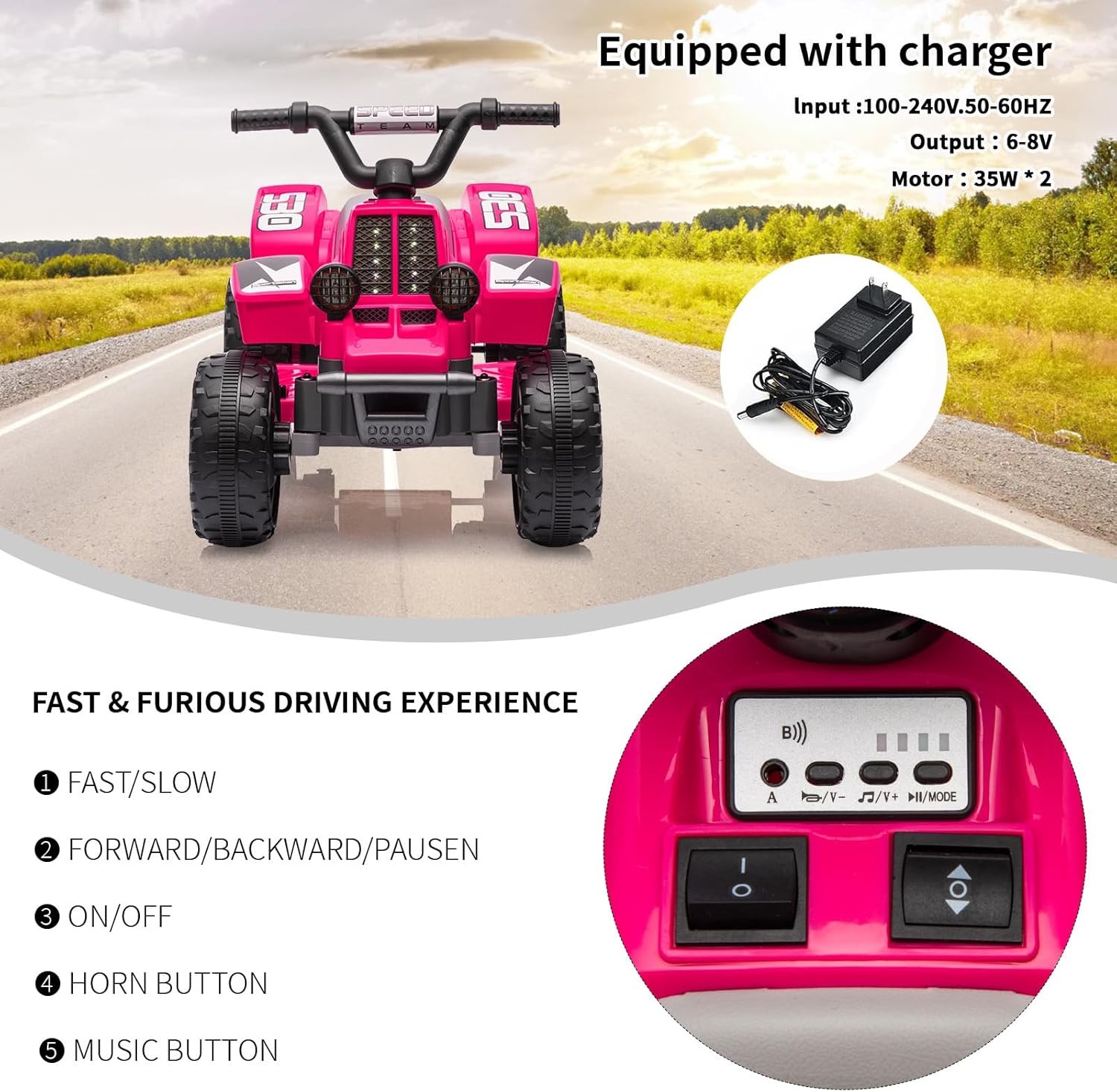 Electric Ride on Cars ATV for Kids,6v 4.5AH Battery,Ride-on Toys for Children