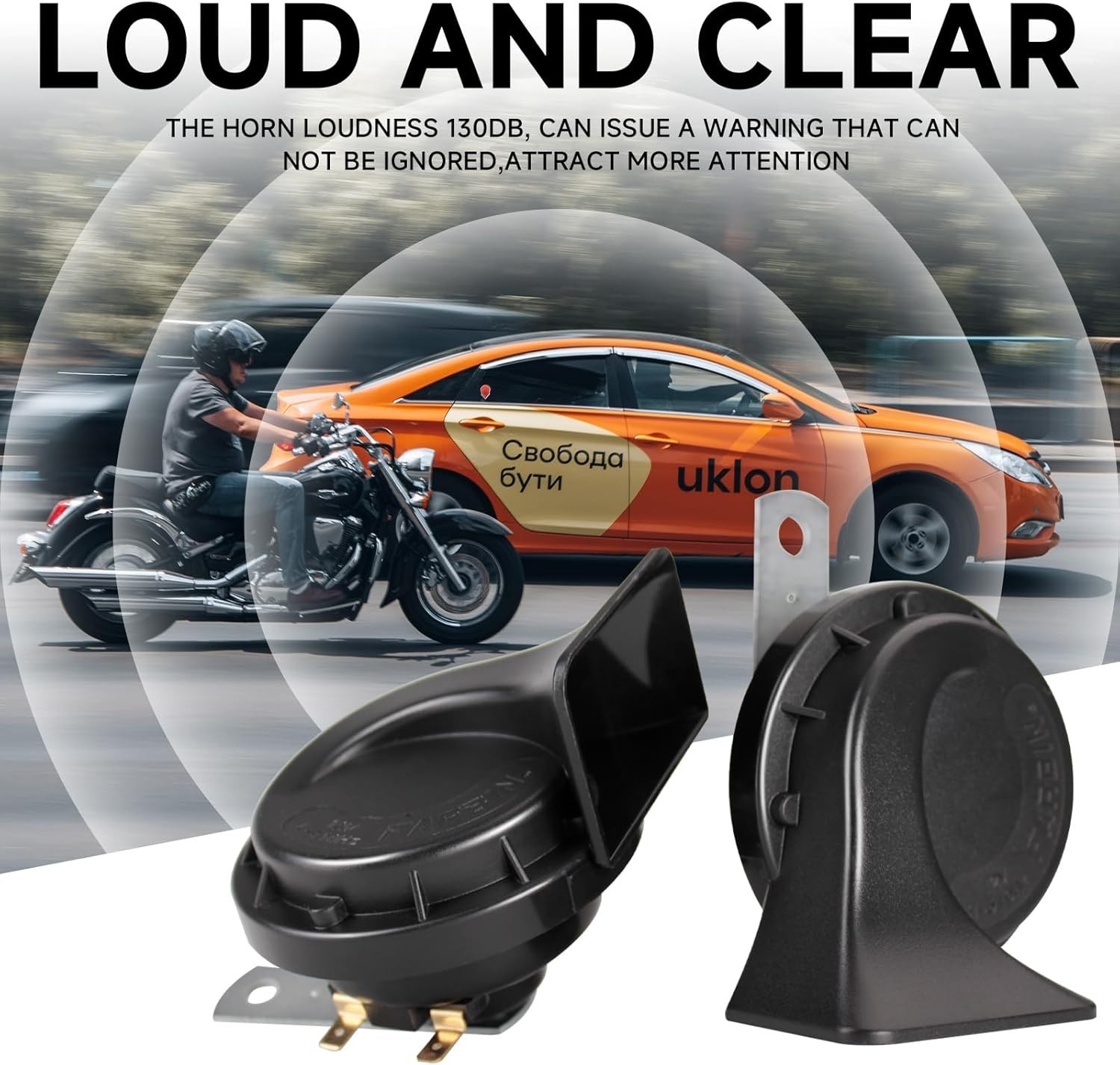 Horns Auto Horn 12V Car -Tone Kit Universal for Any 12V Vehicles Black