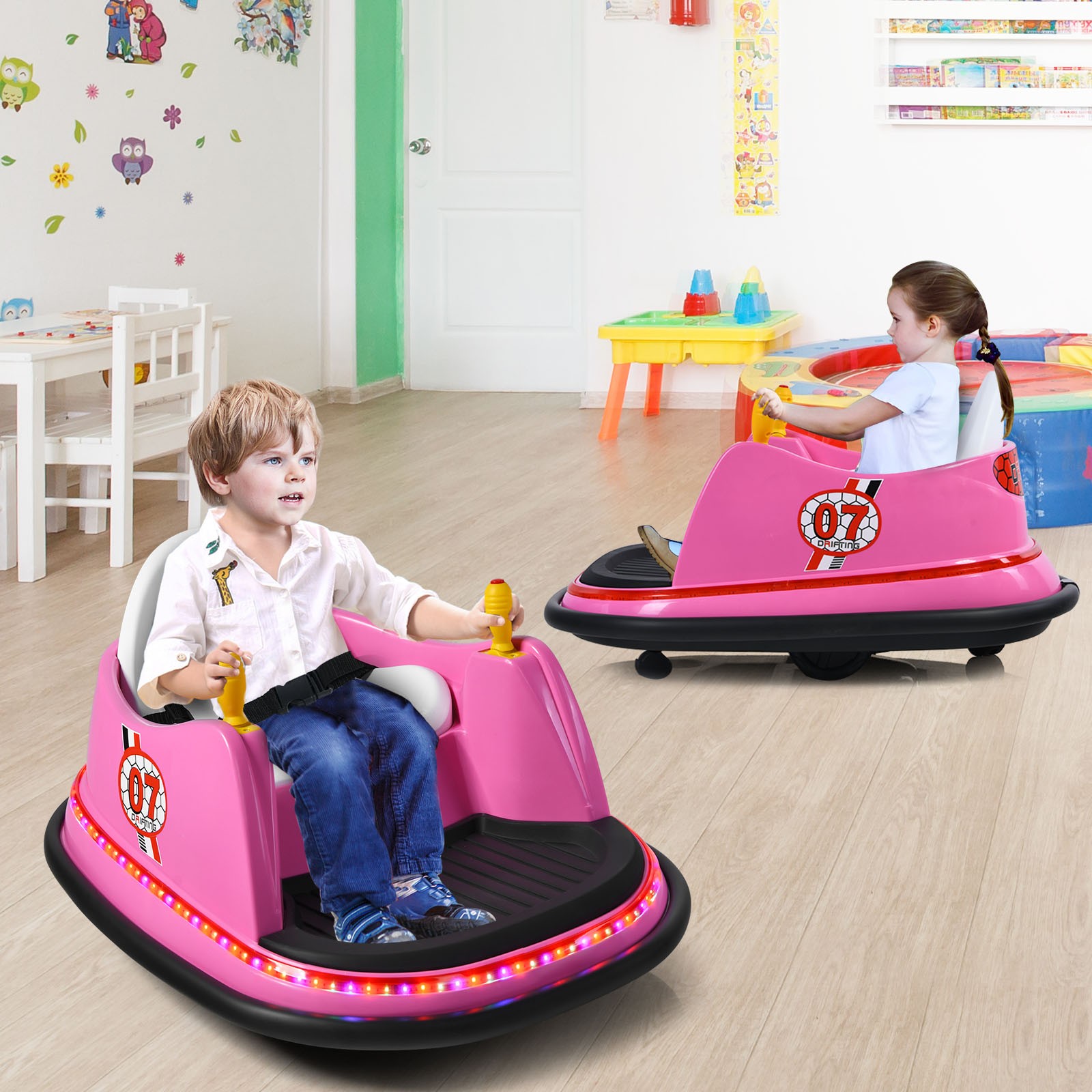 6V Kids Ride On Bumper Car Vehicle 360° Spin Race Toy w/ Remote Control Pink