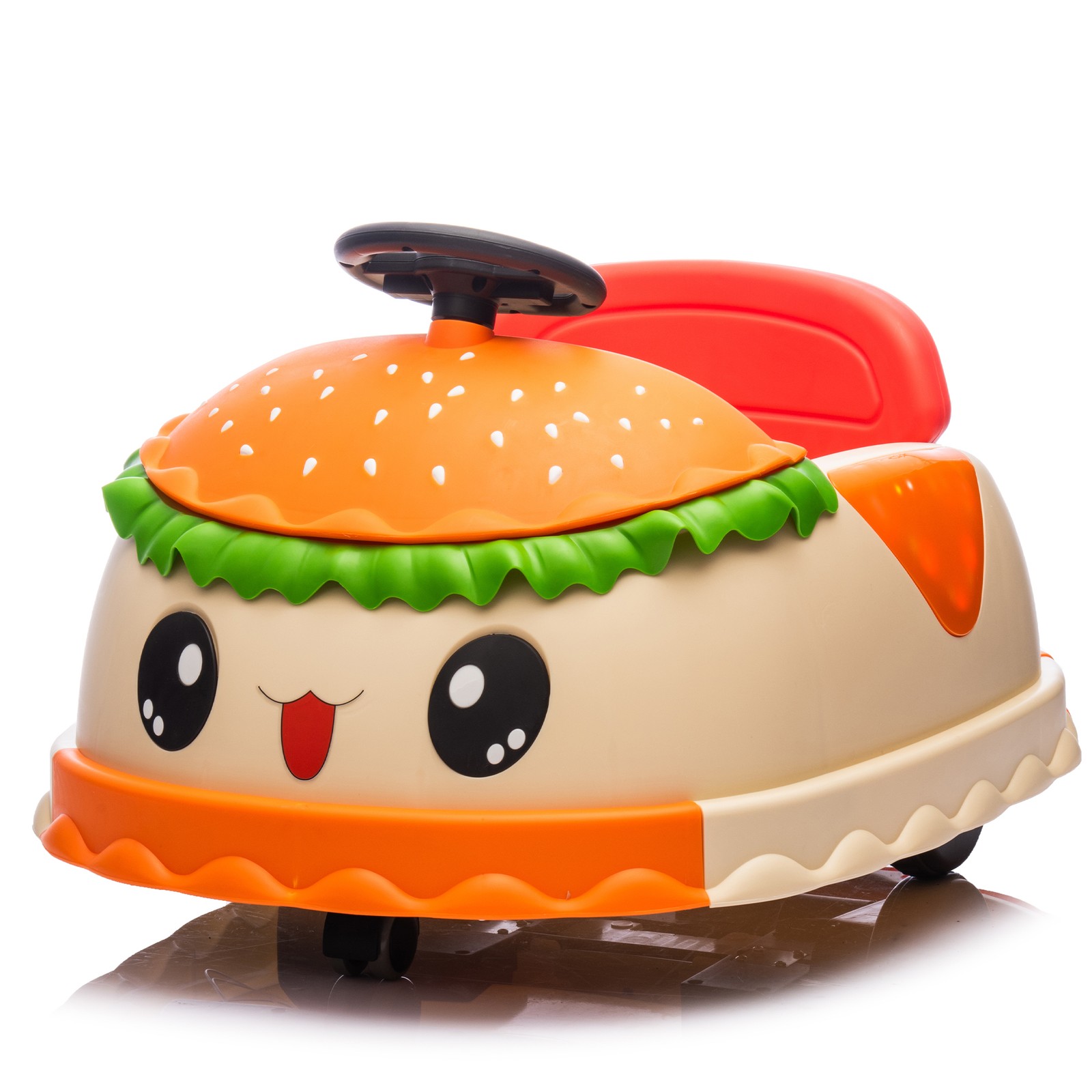 12V Kids Ride On Electric Bumper Car Cute Hamburger Design Storing Space For 2-5