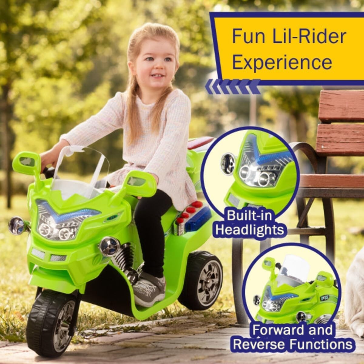 Kids Motorcycle Toy – 6V Battery Powered 3-Wheel Electric Motorcycle for Kids…