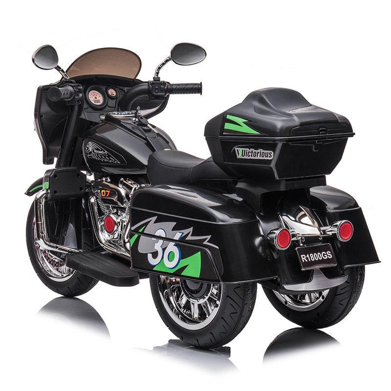 12V Kid Motorcycle Ride On Toy Key Start 3-Wheel 2-Seat Motorbike for 3-6 Black