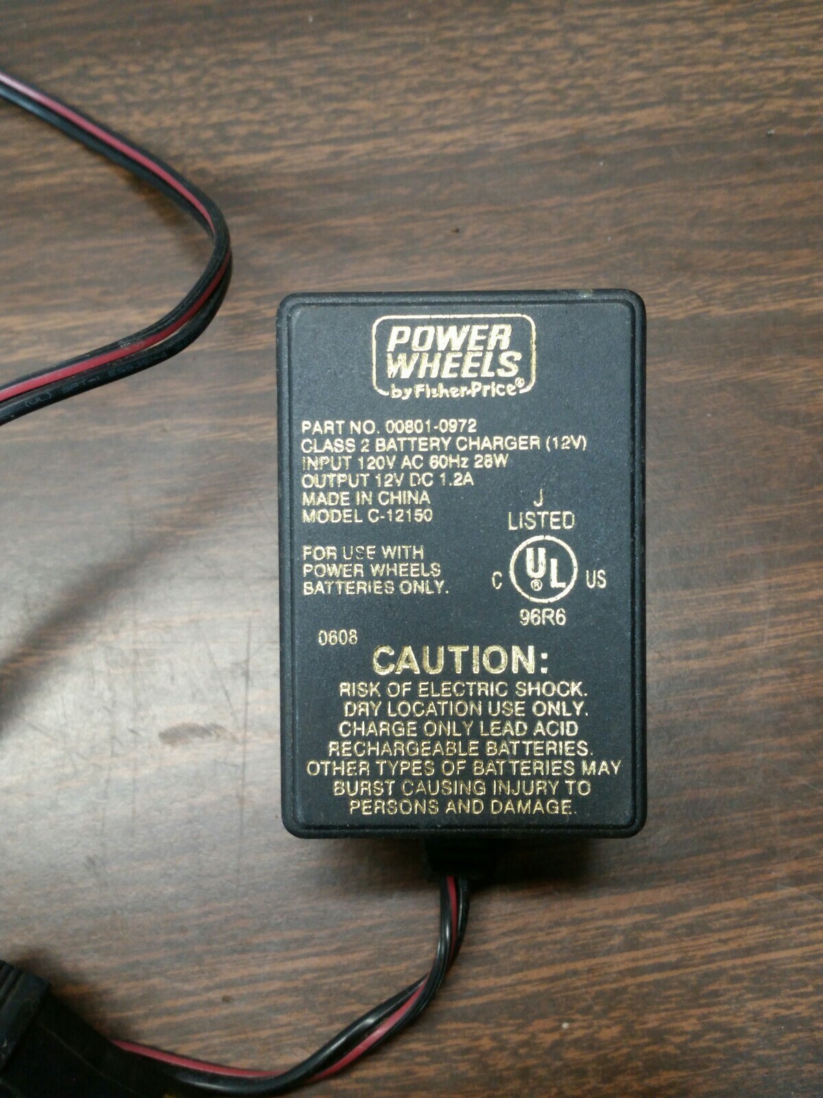 Original Fisher Price 00801-0972 Power Wheels 12V Battery Charger C-12150