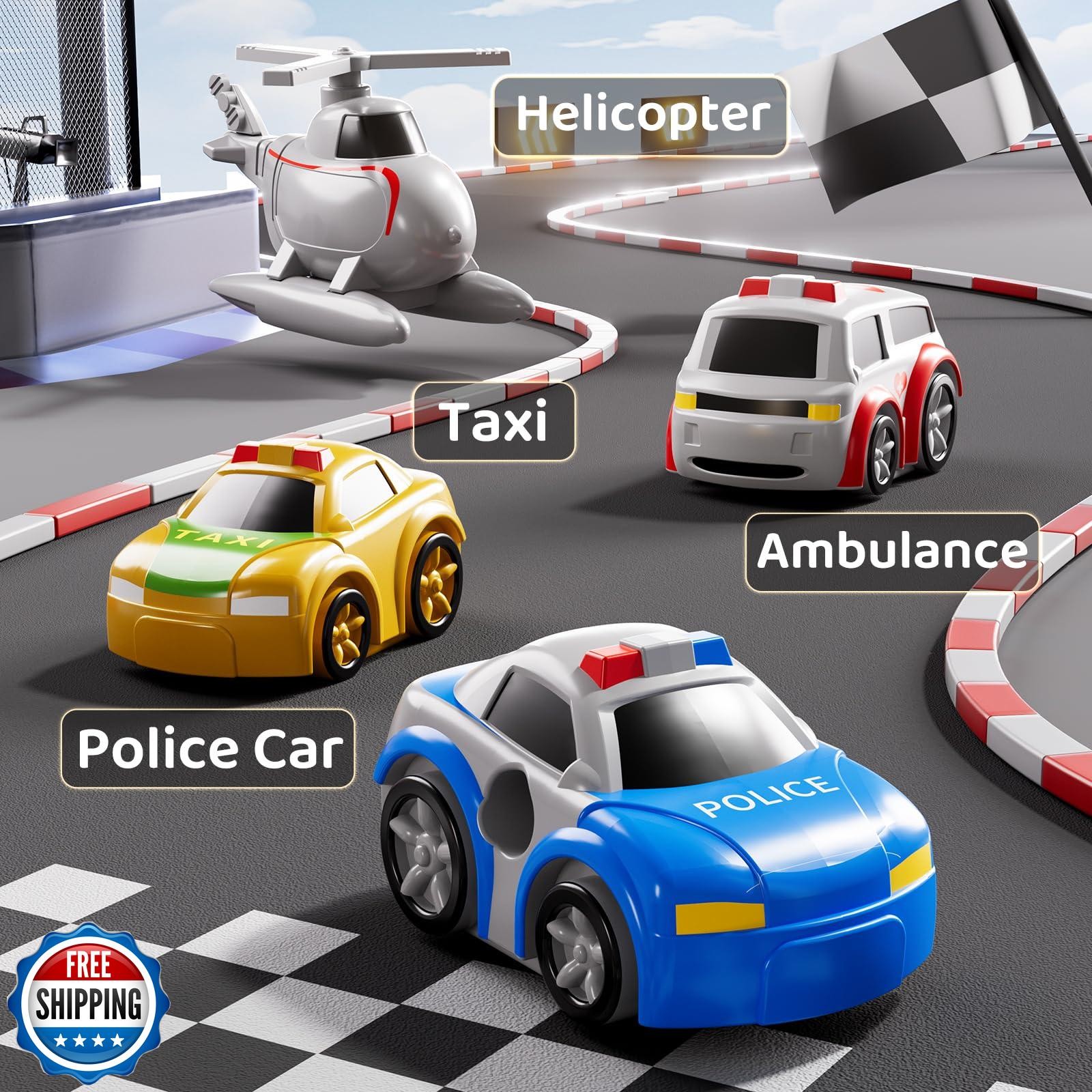 KIZONLY Car Race Track for Kids Ages 4-8, Kids Car Toys for 3 Year Old Boys,