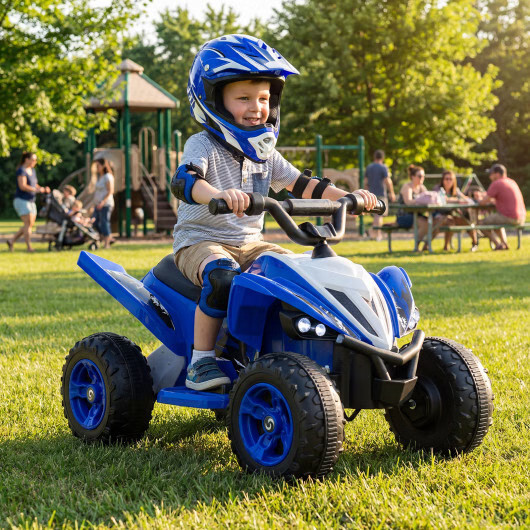 12V Kids Ride On ATV 4-Wheeler Quad with LED Lights and 7 mph Max Speed-Navy – C