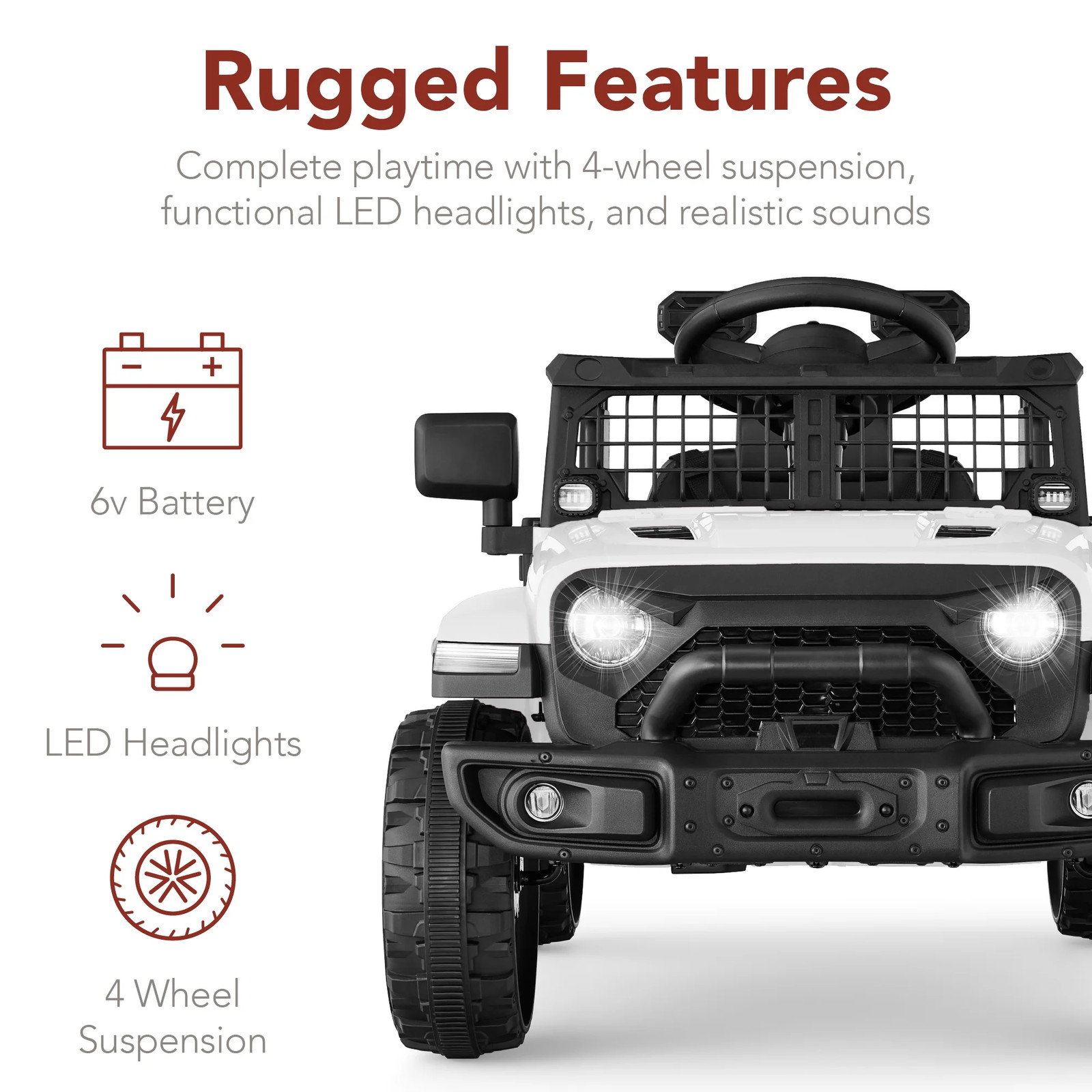 6V Kids Ride-On Truck Car W/ Parent Remote Control, 4-Wheel Suspension, LED Ligh