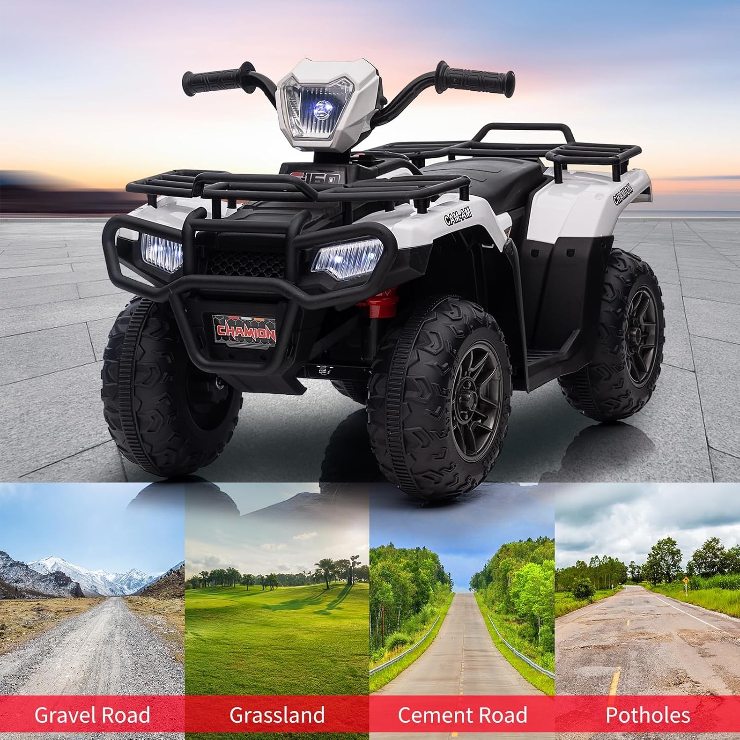 12V Kids Ride-On ATV Electric Vehicle for Toddlers 2 Speed LED Lights Music USB