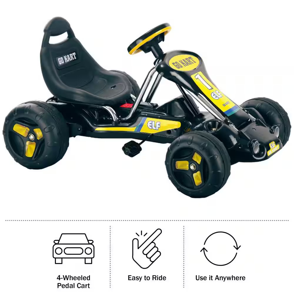 Go Kart Kids Ride-On 4-Wheel Pedal Car with Racing Decals