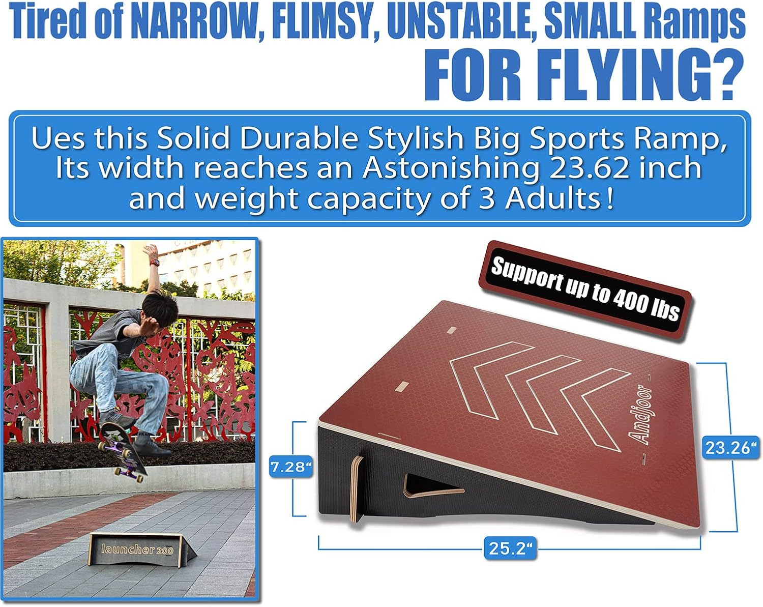 Kids Jumping Ramp for Skateboard, Bike, Scooter, BMX, RC Car and Dirt Bike
