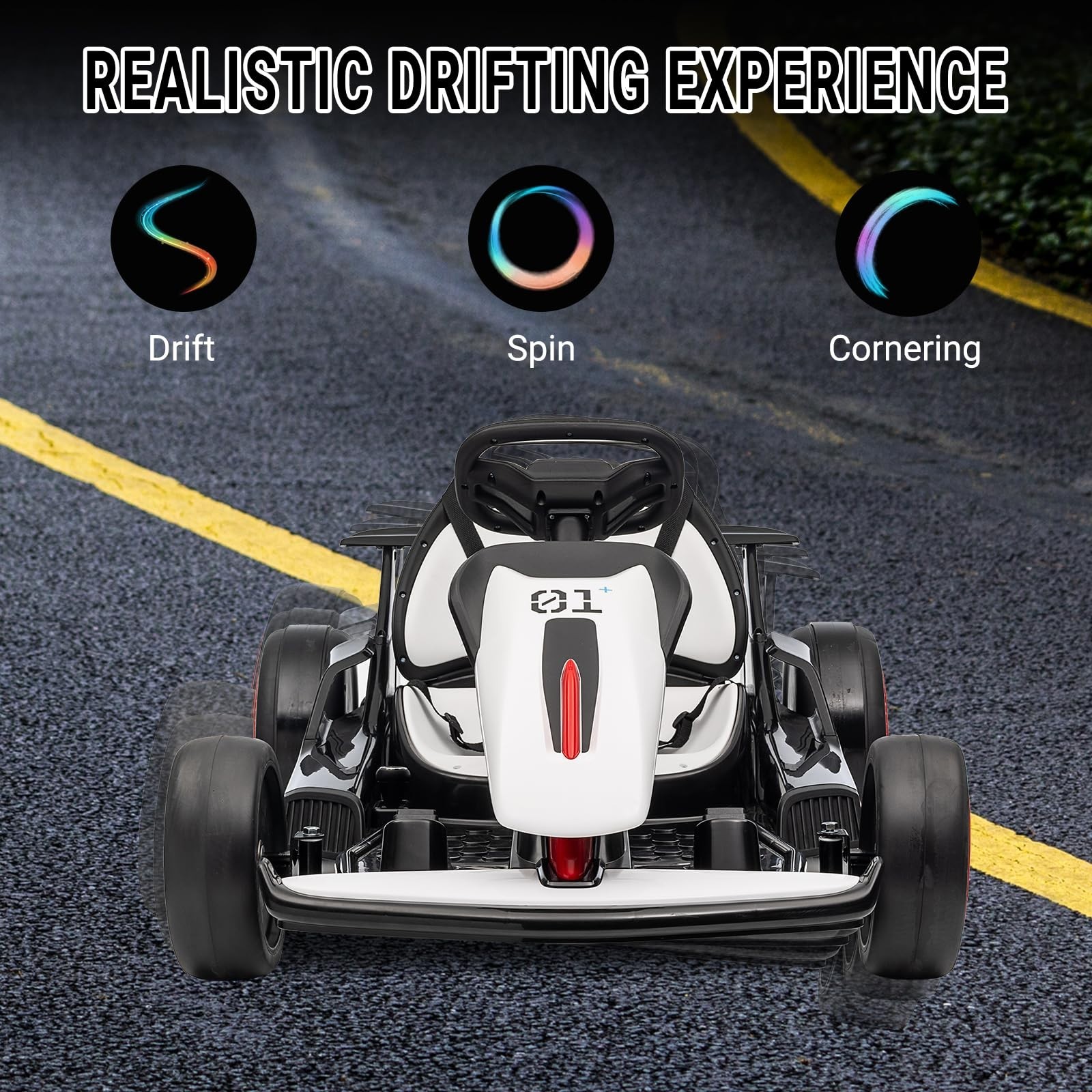 24V Kid Go Kart Electric Drift 200W Dual Motor 360° Drifting 5-Point Safety Belt