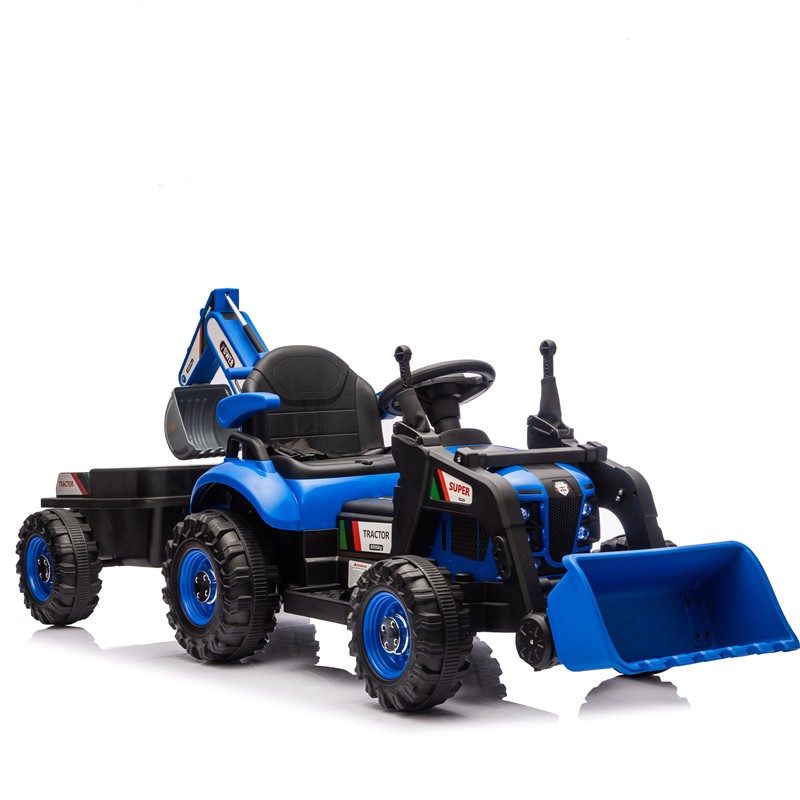 24V Ride On Tractor Toy w/ 4-in-1 Construction Attachments 3-Speed Aged Around 5