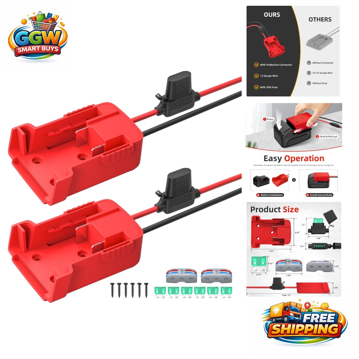 Versatile 18V Battery Adapter for Power Wheels & RC Toys – 2 Pack with Fuses