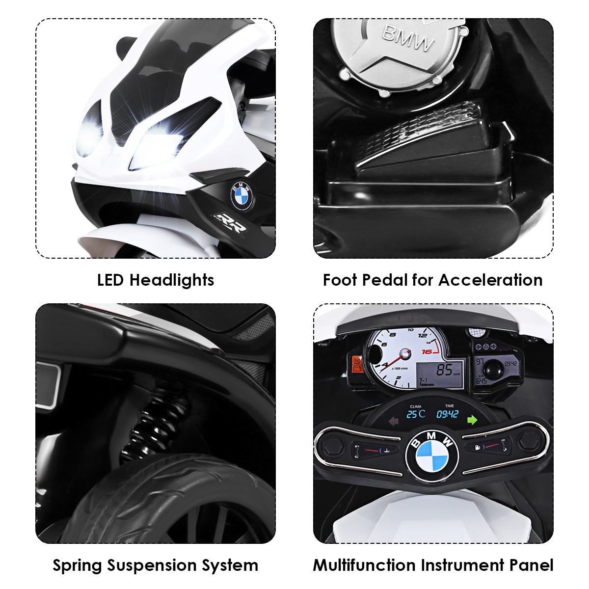 Kids Ride On Motorcycle BMW Licensed 6V Electric 3 Wheels Bicycle w/ Music&Light