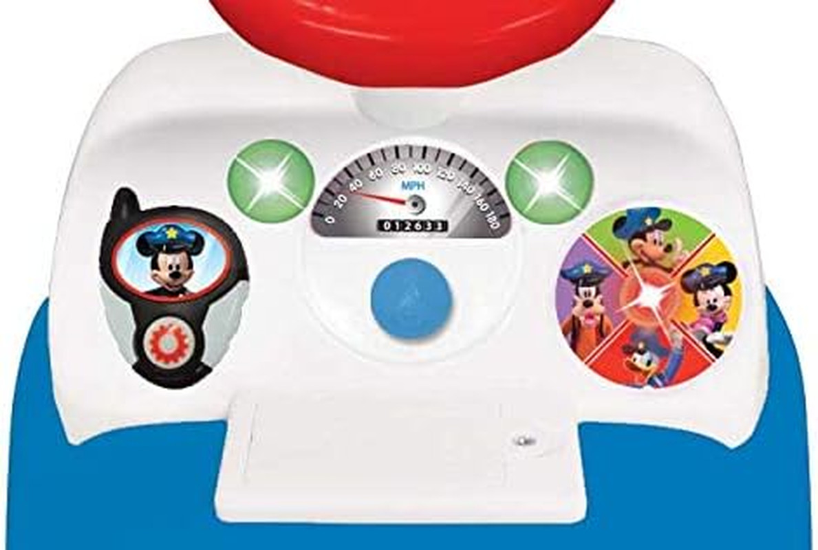 Disney Mickey Police Car Ride-On with Lights & Sounds, Toddler Push Car, Siren H