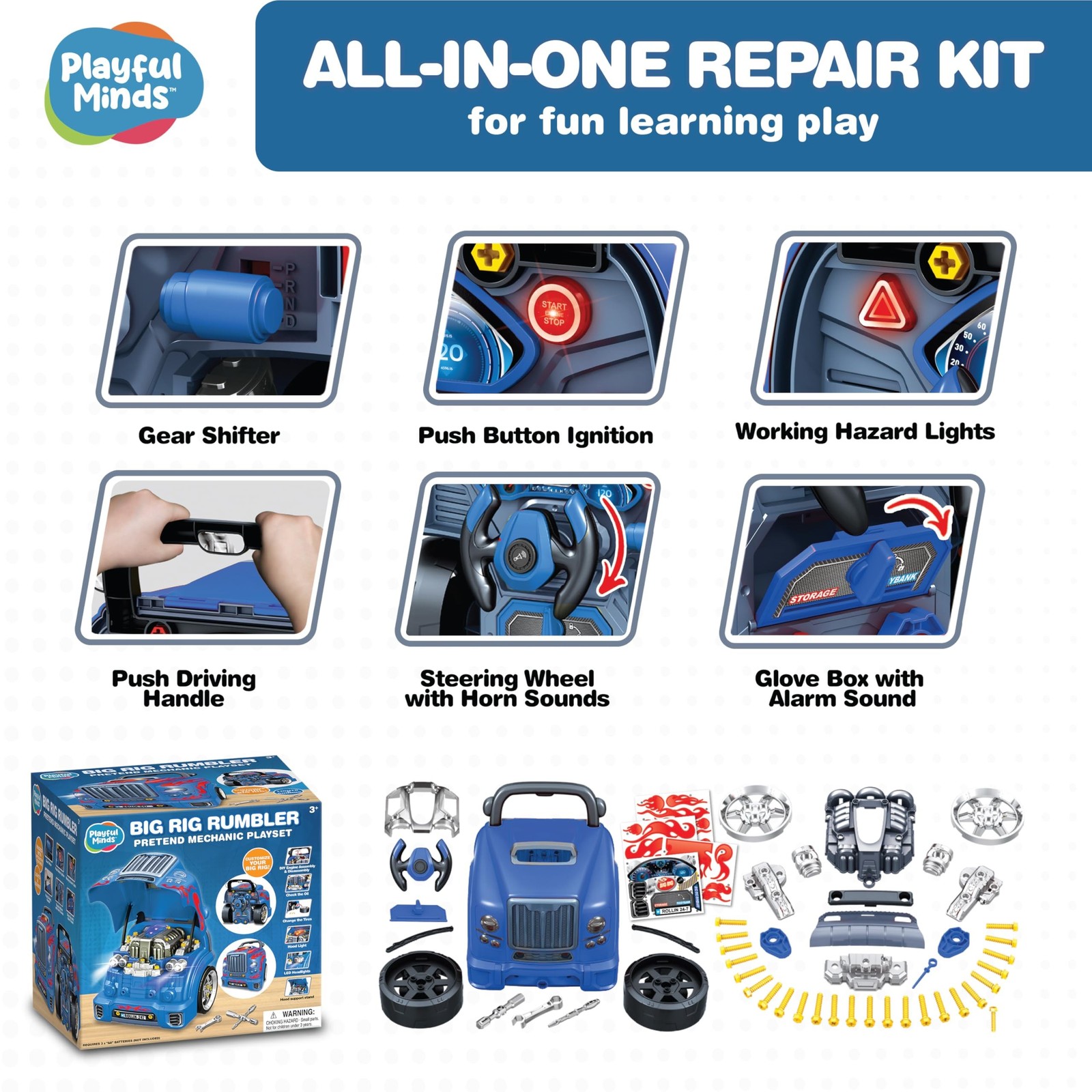 Interactive Large Truck Engine Toy for Kids – Complete Mechanic Repair Kit
