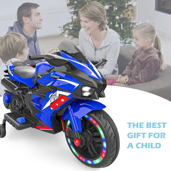 Kids Ride On Dirt Bike 12V Electric Motorcycle Training Wheel Light Music Gift