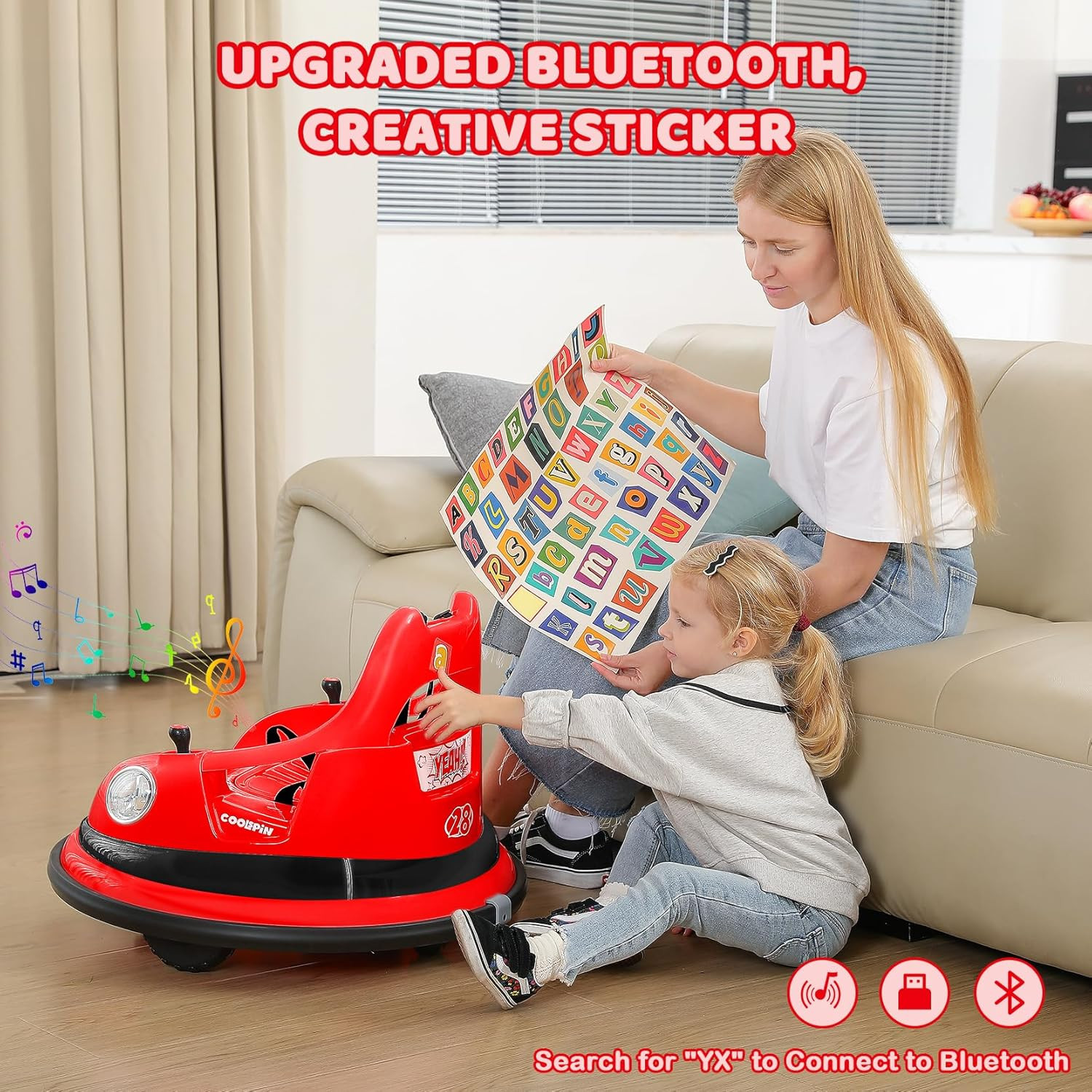 Kids Bumper Car, 1.9Mph Max, 12V Electric Car for Toddlers, 360°Spin Bumping Car
