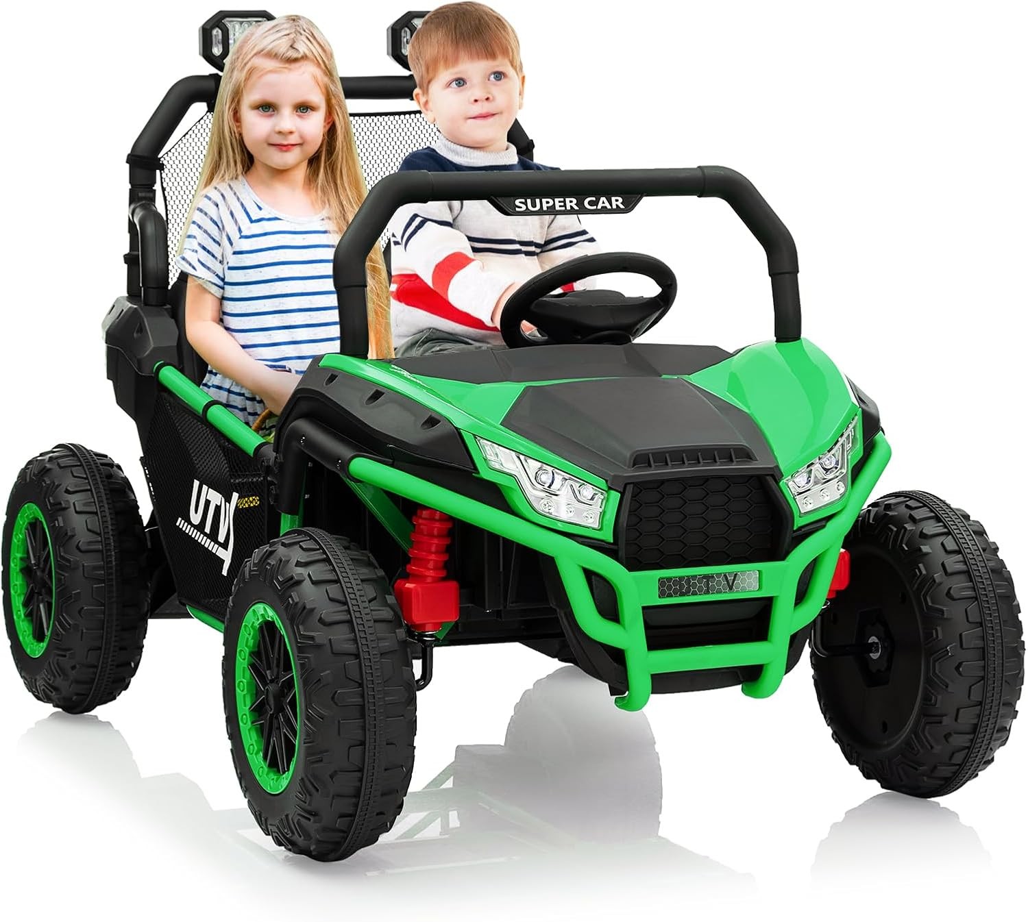 Remote-Control 24V Kids’ Off-Road Ride On Car 2-Person Electric UTV for Ages 3-8