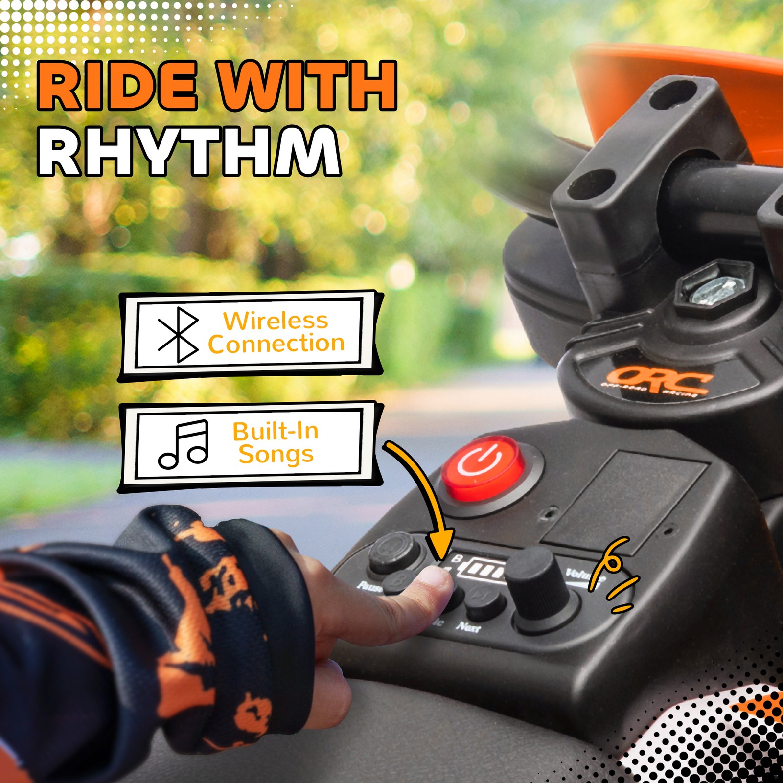 12V Kids Motorcycle W/ Twist Grip Throttle, Rear Suspension, Orange