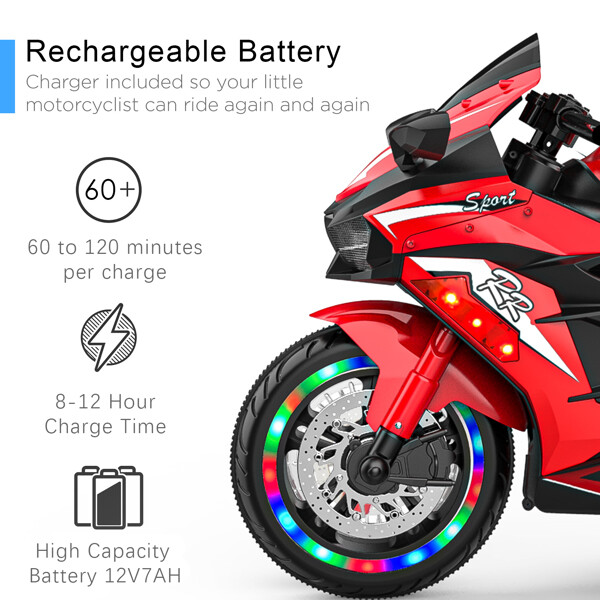 2025 Kids Ride On Dirt Bike 12V Electric Motorcycle 3 Wheels Light Music Xmas