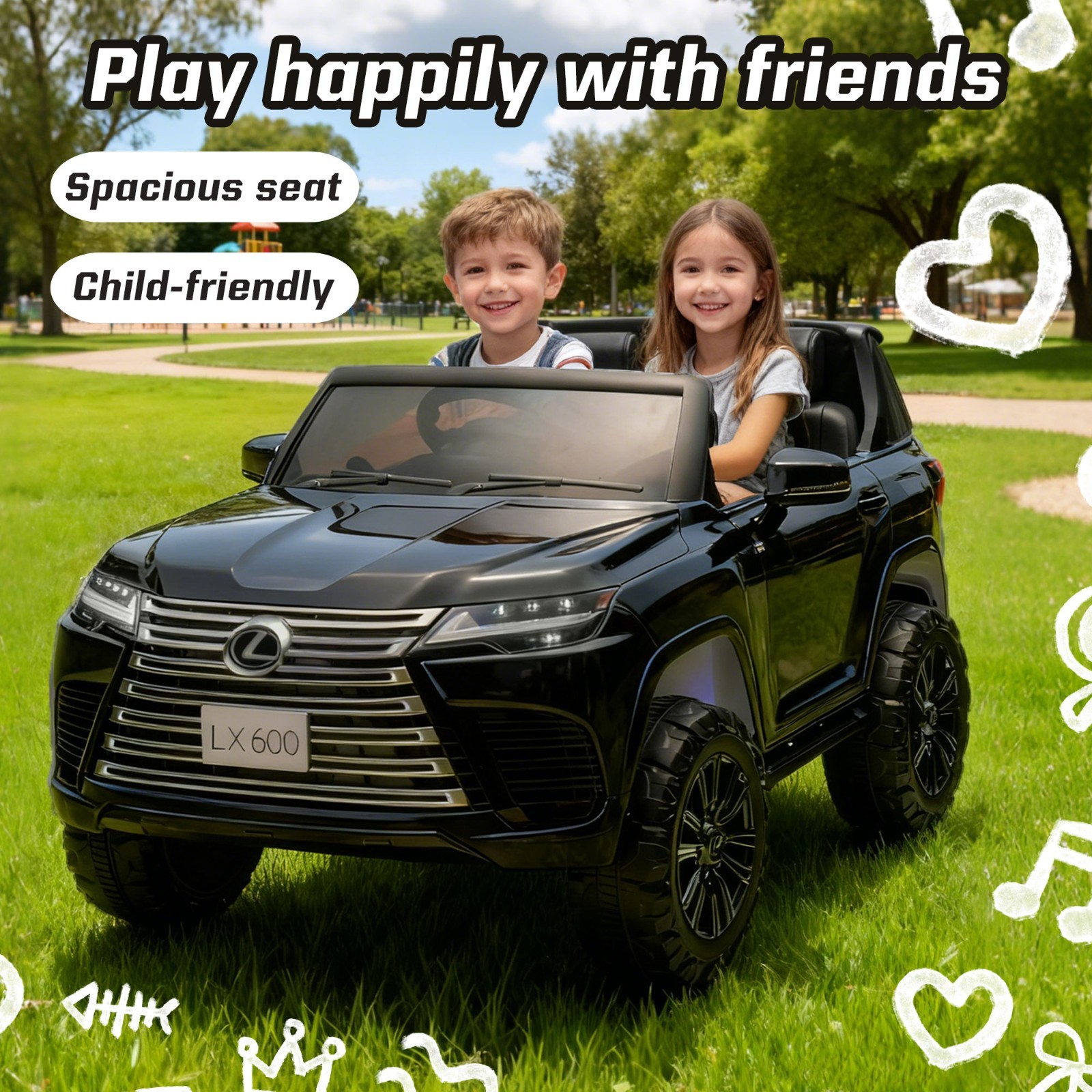 24V Kids Ride On Car Licensed LEXUS LX600 SUV w/Remote,Dual 55W Motors,Black