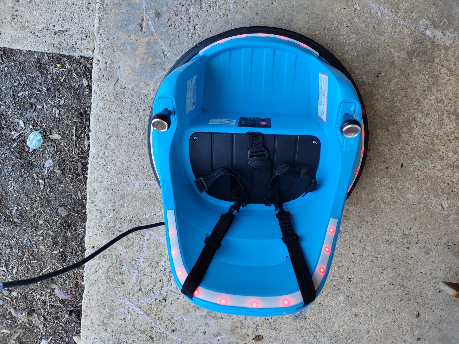 Kidzone Blue 6V Batt.Operated Ride-On Bumper Car w/ Seat Harness, LED Lights 4-7