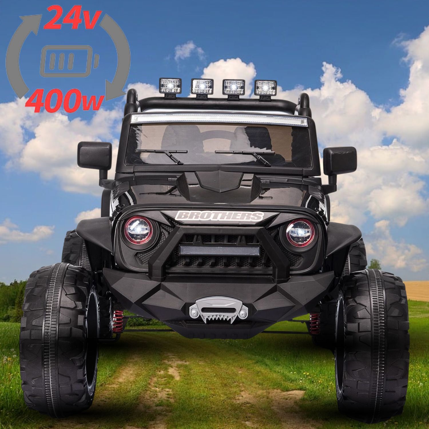 24V Powered Electric Off-Road UTV Ride Toy 400W Electric Vehicle with Remote&LED