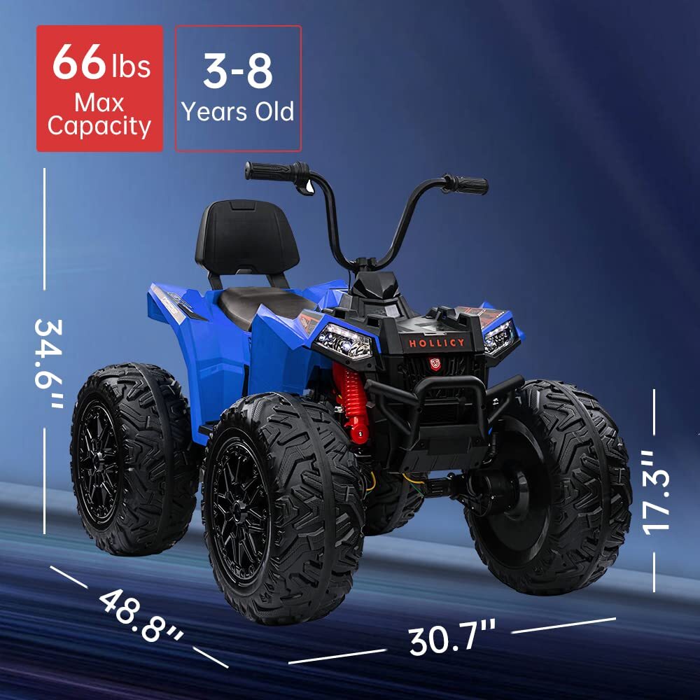 Kids ATV Car, 24V Ride On Car 4WD Quad Electric Vehicle, 4x80W Powerful Engine