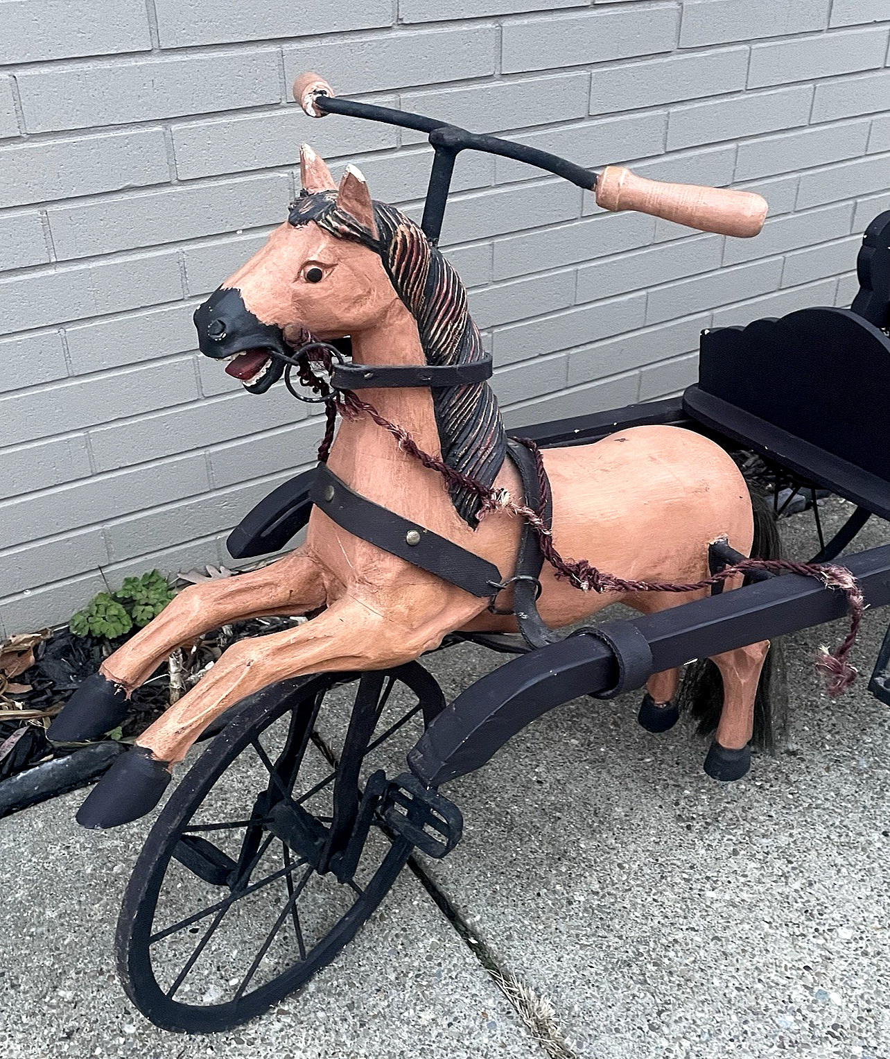 Very Rare 19th Century Ride on Peddle Horse Drawn Carriage