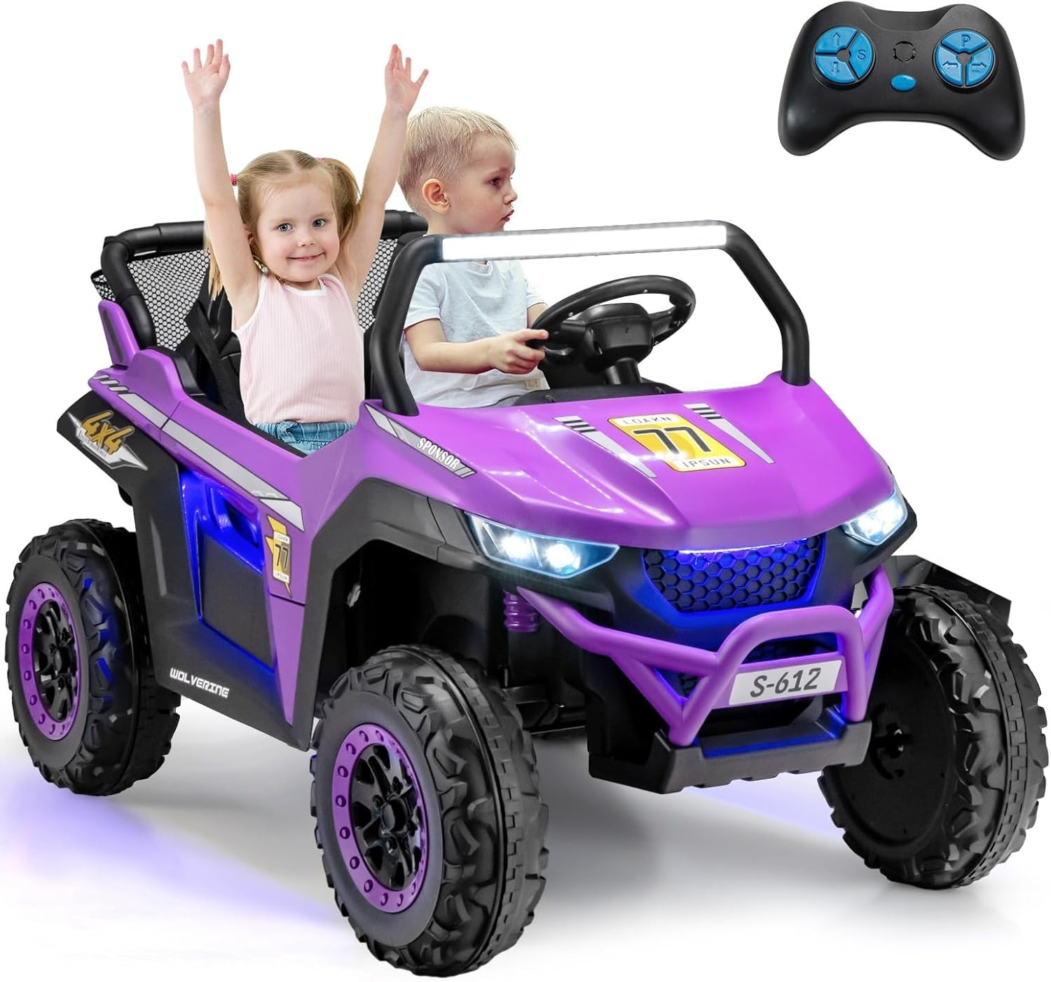 2 Seater Ride on Car for Kids, 12V UTV Kids’ Electric Vehicles with Remote Contr