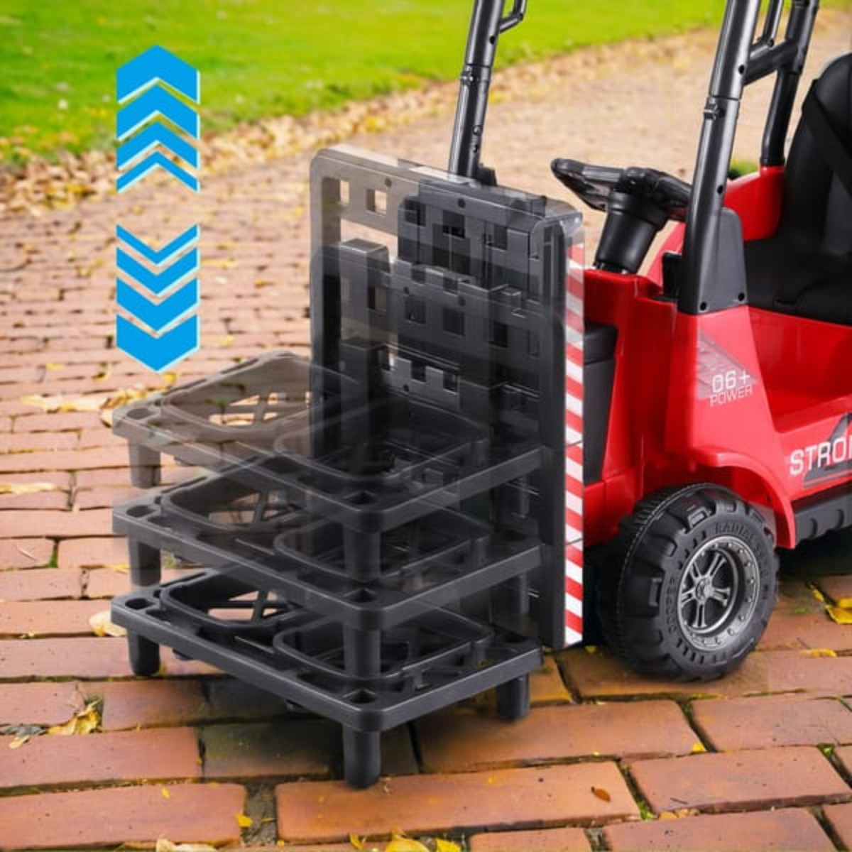 12V Rigo Kids Electric Forklift Ride On Loader Toy Car Remote Horn Red