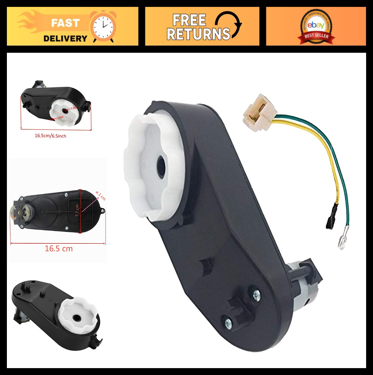 High-Speed 18000RPM Gearbox with DC Motor for Kids Ride-On Cars & Motorcycles