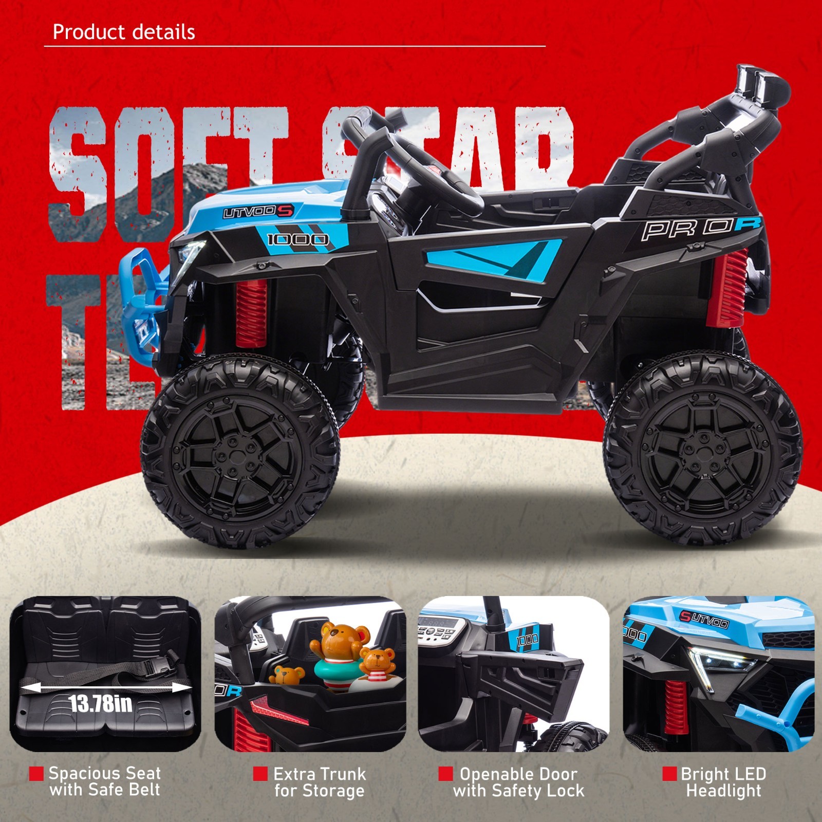 24V Kids Electric Car Ride on UTV Battery Power Wheels with Remote Control Pink