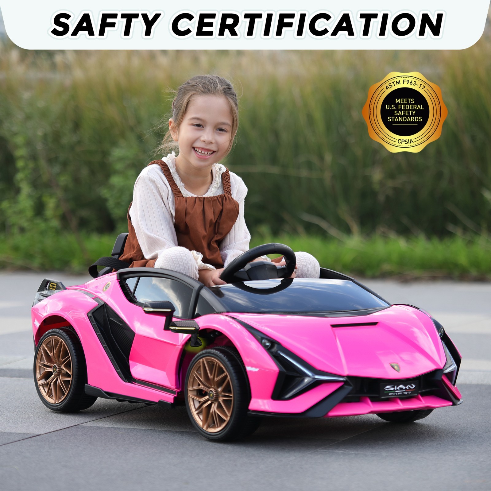12V Kids Ride On Car, Lamborghini SIAN Electric Car for Kids w/Remote Control