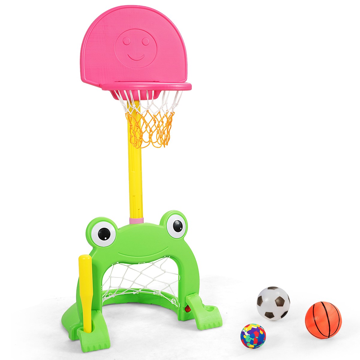 3-in-1 Kids Basketball Hoop Set Stand Adjustable Sports Activity Center w/ Balls